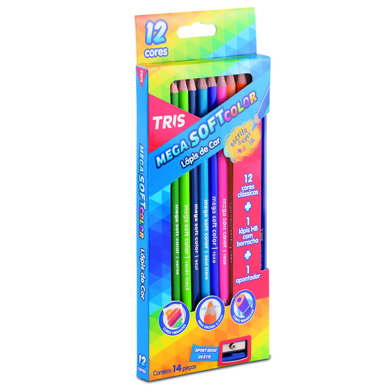 Foto Set 12 lápices de colores más sacapuntas y lápices grafitos