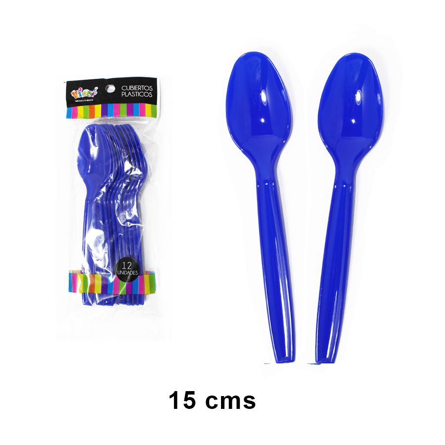Foto Set 12 cucharas plásticas azules