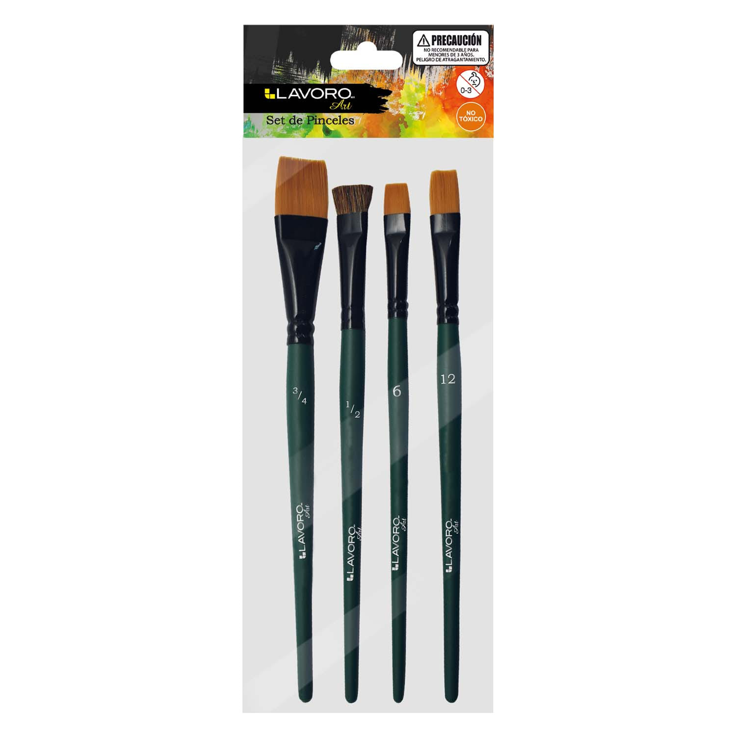 Foto Set 4 pinceles Artísticos sintéticos Planos