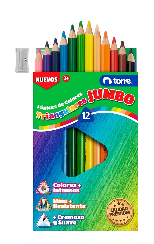 Foto Lápices de colores jumbo triangular 12 unidades