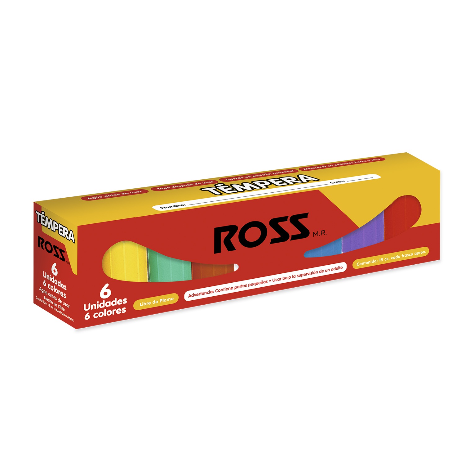 Foto Caja de 6 témperas de colores