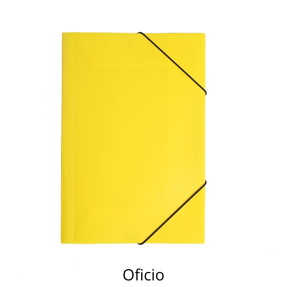 Foto Carpeta flexible oficio plástica amarilla con elásticos