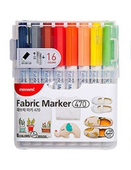 Foto Set marcadores de tela, 8 colores, punta pincel, Tipo A