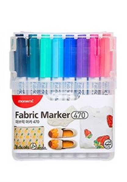 Foto Set marcadores de tela, 8 colores, punta pincel, Tipo B