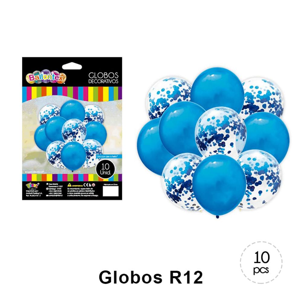 Foto Set 10 globos decorativos metálicos y transparentes Celestes