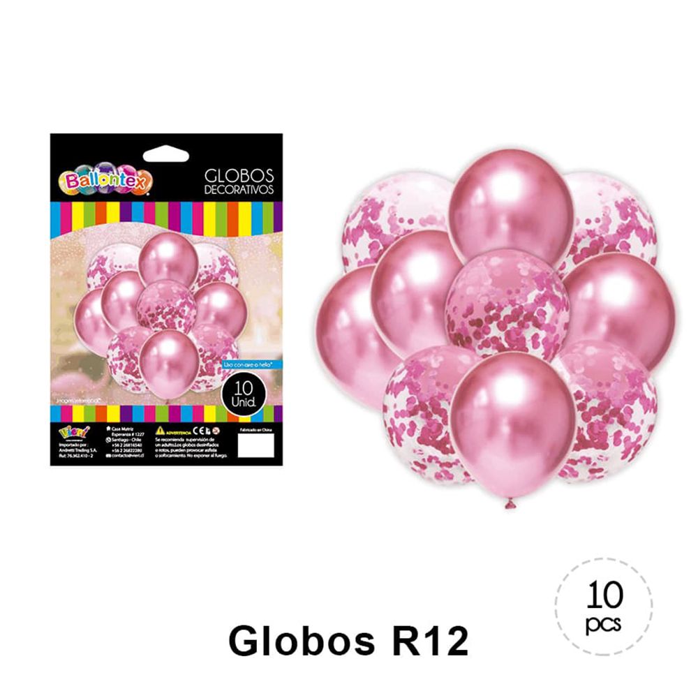 Foto Set 10 globos decorativos metálicos y transparentes Rosados