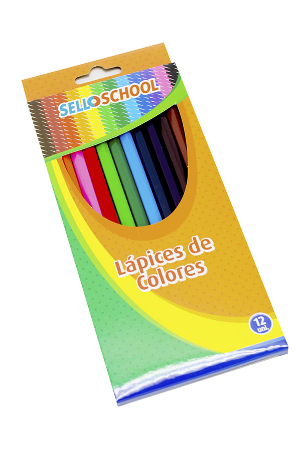 Foto Caja de lápices de 12 colores largos Hexagonales