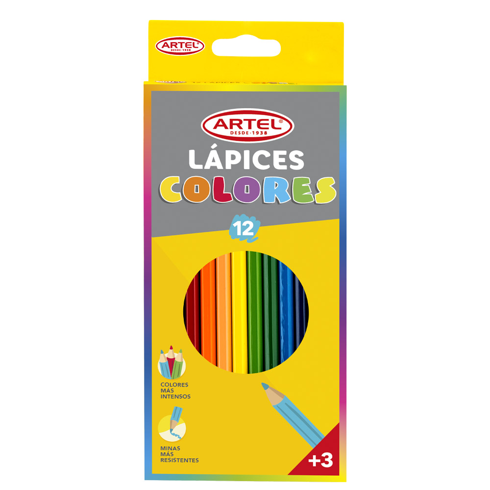 Foto Estuche 12 lápices de colores Largos más sacapuntas y 2  grafitos