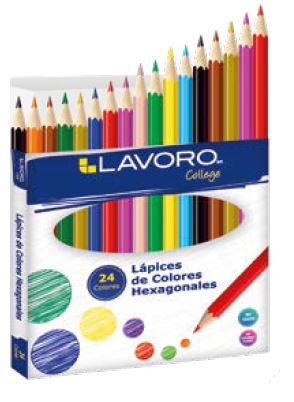 Foto Caja lápices 24 colores largos hexagonales