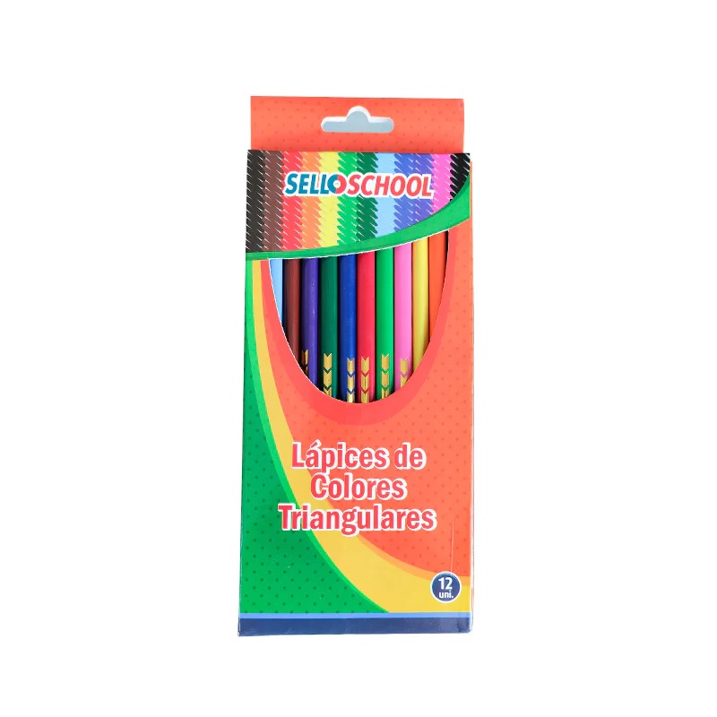 Foto Caja de lápices de 12 colores largos Triangulares