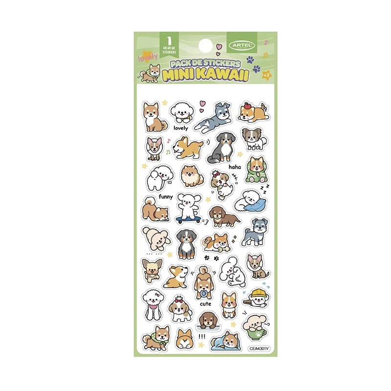 Foto Set mini stickers de Perros y Gatos Kawaii