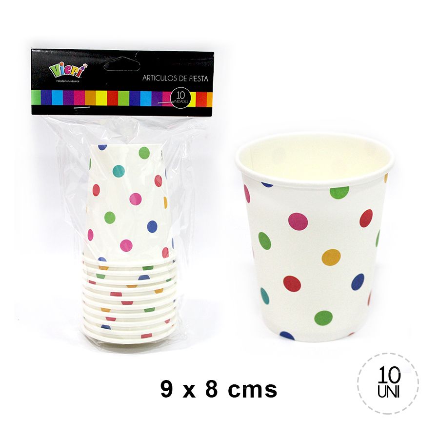 Foto Set 10 vasos cotillón puntos de colores