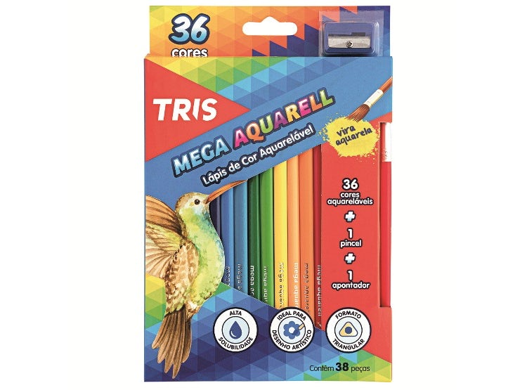 Foto Set 36 lápices colores acuarelables   pincel   sacapunta