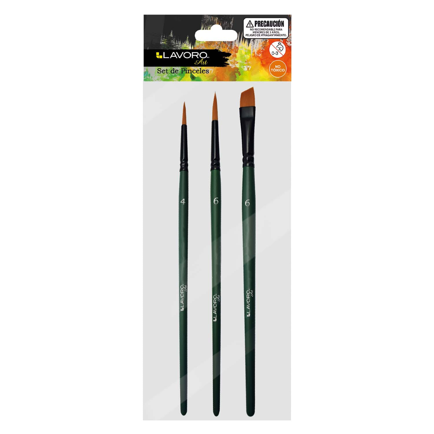 Foto Set 3 pinceles Artísticos sintéticos