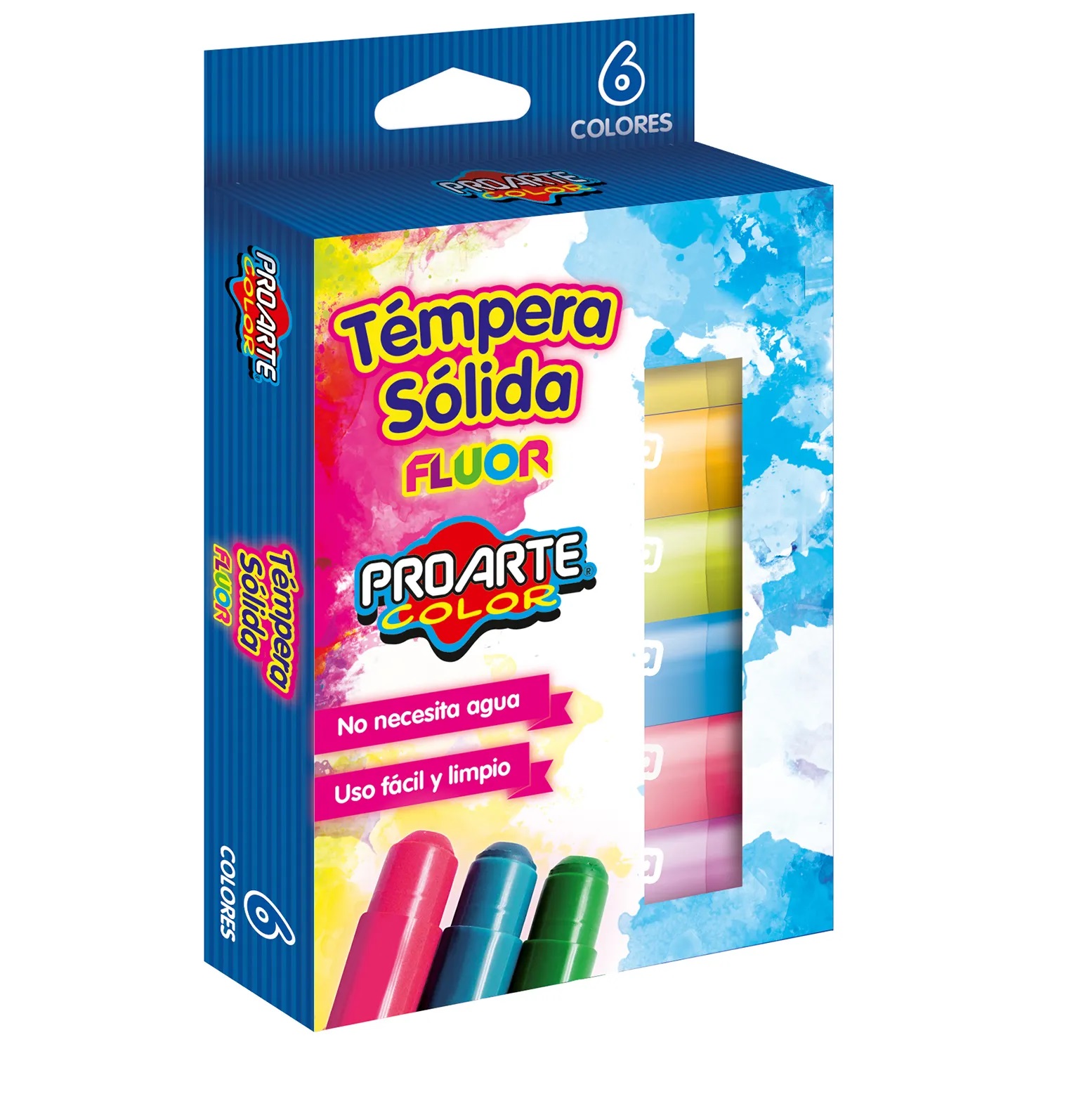 Foto Témpera sólida 6 colores fluor